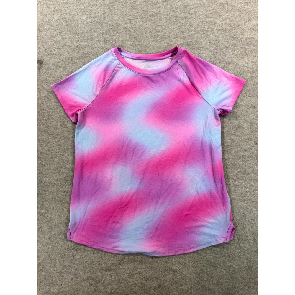 Athletic Works Active T Shirt Girls XL 14-16 Pink Purple Tie Dye Short Sleeve